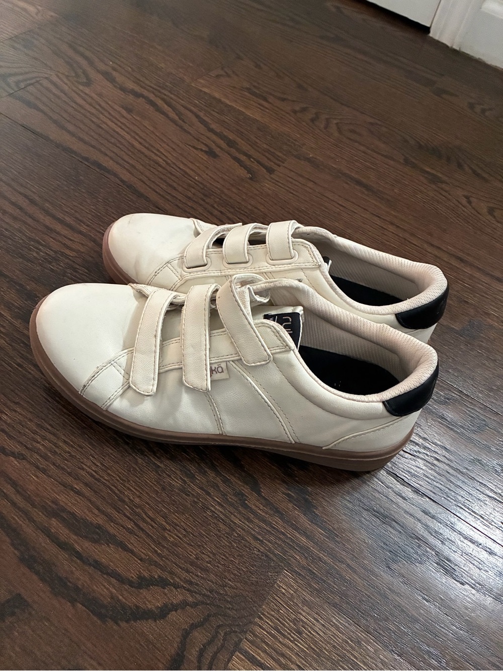 Ryka White Sneakers with Black Heel Accent